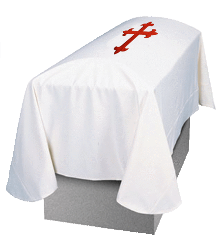 Funeral Pall 12x8 - White Polyester with Red Cross
