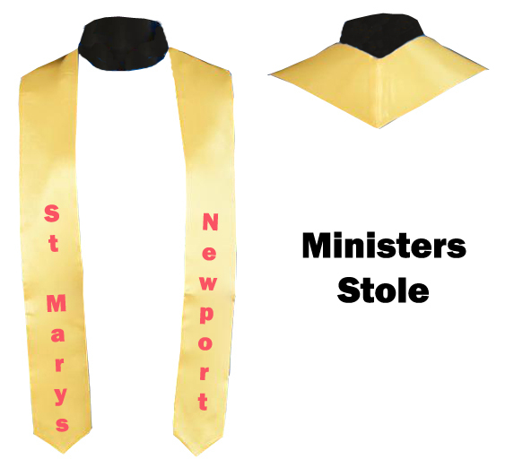 Ministers Mini Stole with Lettering on White