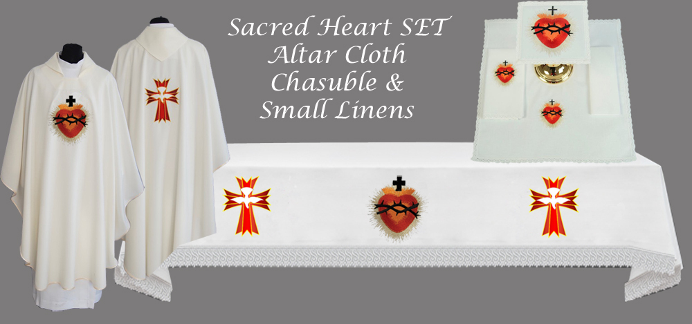 SACRED HEART SET Altar Cloth (Style B), Chasuble & Linens
