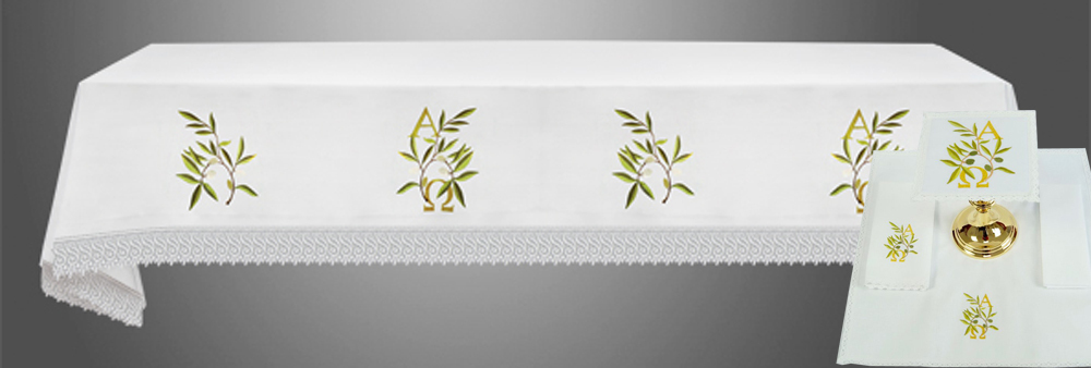 Altar Cloth (Style IX) with linens in Eucharistic Embroidery with A&amp;O